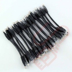 24 Pack of 20cm (8-inch) in Black - Cat5e High Grade 125MHz 24AWG LSZH Patch Cables for 2U Patching