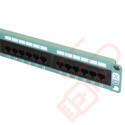 Excel 24 Port Cat5e Patch Panel 1U UTP Punch Down - Green 100-452