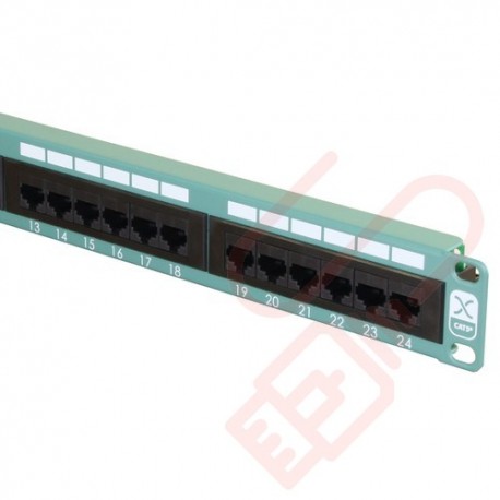 Excel 24 Port Cat5e Patch Panel 1U UTP Punch Down - Green 100-452