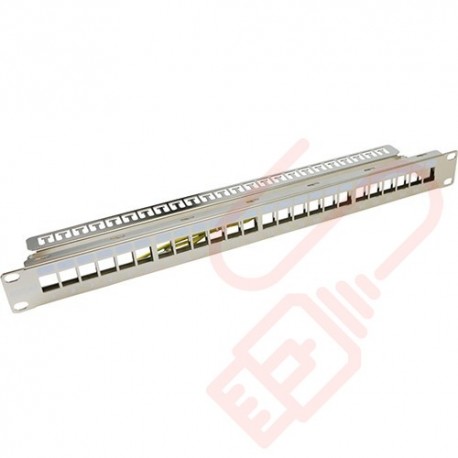 Excel Unloaded Keystone 24 Port 1U Patch Panel Frame Chrome 100-028