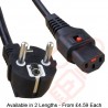 Schuko Euro Angled Right to C13 Locking Power Cables Black