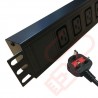 6 Way Horizontal PDU C19 Socket to UK 13A Plug