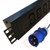 6 Way Horizontal PDU C19 Socket To 16 Amp Commando Plug