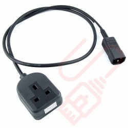 0.5 Metre - C14 Male Plug to UK 10Amp Rated Socket LS0H Power Cable Black
