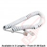 White RJ10 4P4C Connectors Coiled Telephone Cord