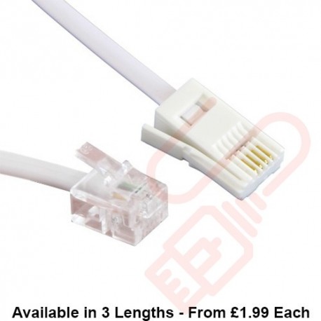 BT to RJ11 4 Wire Crossover Cable White