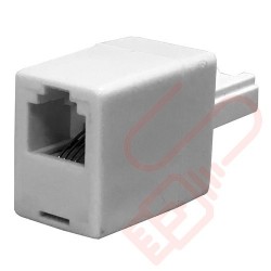 BT Male to RJ11 Female 4 Wire Straight Through Socket Phone Adapter White