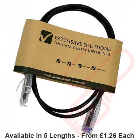 Cat6 Slim U/UTP Small Diameter Snagless Booted Patch Cables Black