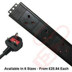Vertical UK Socket to UK 13A Plug with 3 Metre Trailing Cable Rack PDU