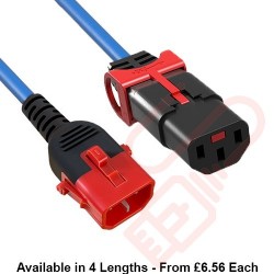C14 Locking to C13 Locking Power Cable Blue