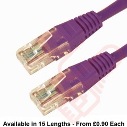 Cat6 Patch Cables RJ45 UTP High Grade PVC Flush Booted Purple