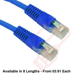 Cat5e Patch Cables Premium RJ45 UTP LSZH Bubble Booted Blue