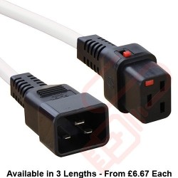 C19 Locking to C20 High Grade H05VV-F 16A Power Cables White