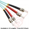 OM3 ST to ST Fibre Patch Cables Multimode Duplex Aqua Blue