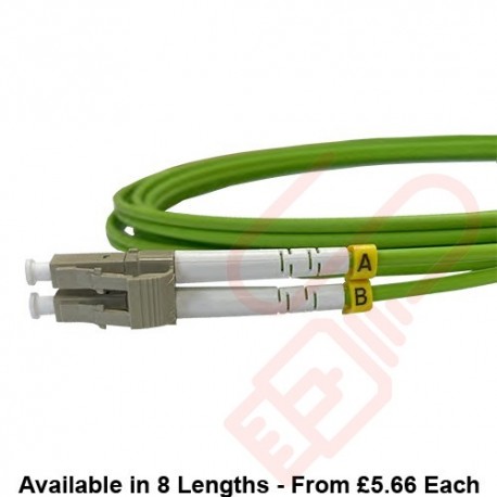 OM5 LC to LC Fibre Patch Cables Multimode Duplex Lime Green